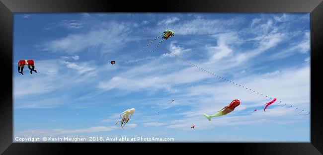 Kite Flying Display Festival At Whitley Bay North  Framed Print by Kevin Maughan