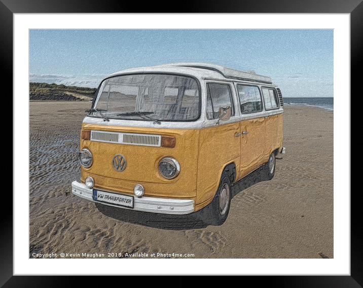 VW Transporter 1979 Sketch Framed Mounted Print by Kevin Maughan