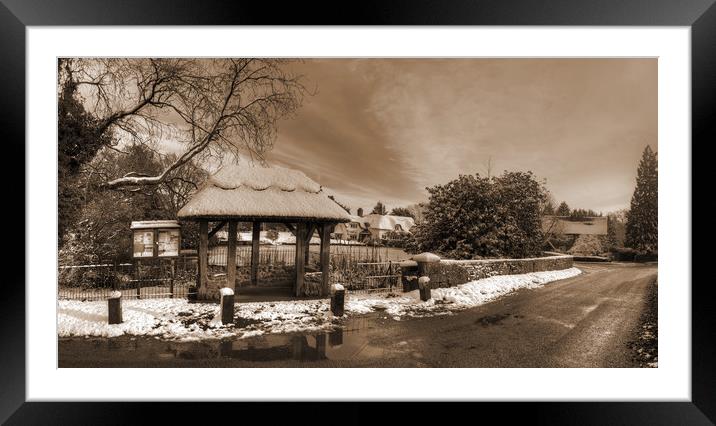 The Village of Badger in Winters Snow - Panorama Framed Mounted Print by Philip Brown