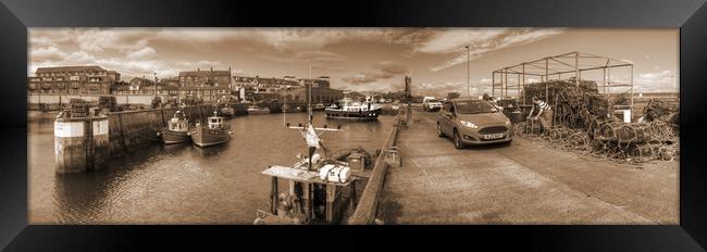 Fishing Boats at Seahouses Harbour - Sepia Version Framed Print by Philip Brown
