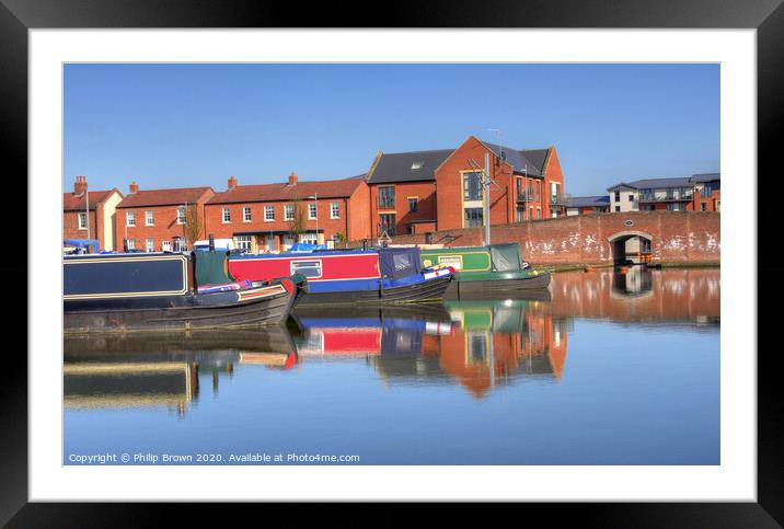 Canal Basin, Stourport on Severn - Colour Version Framed Mounted Print by Philip Brown