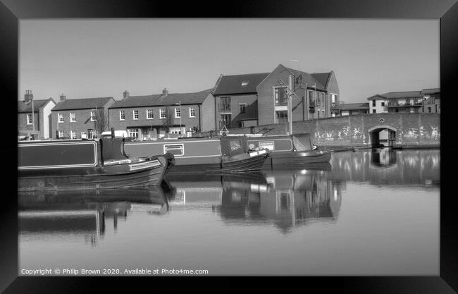 Canal Basin, Stourport on Severn - Black & White V Framed Print by Philip Brown
