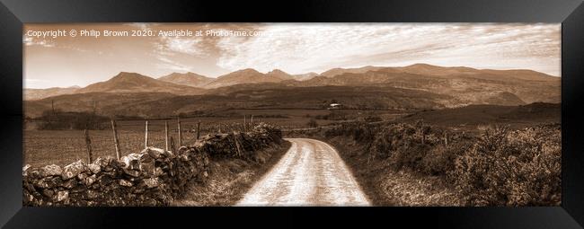 Road to Paradise - Panorama - Sepia Version Framed Print by Philip Brown