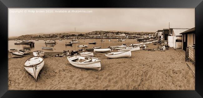 Boats on Teign River Beach, Teignmouth, Devon - Se Framed Print by Philip Brown