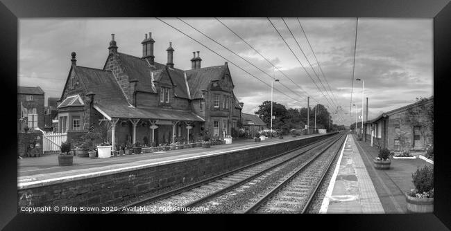 Chathill Train Station, Northumberland B&W Framed Print by Philip Brown