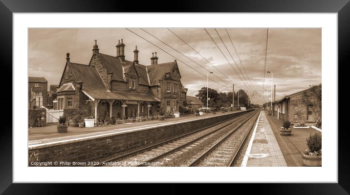 Chathill Train Station, Northumberland B&W Framed Mounted Print by Philip Brown