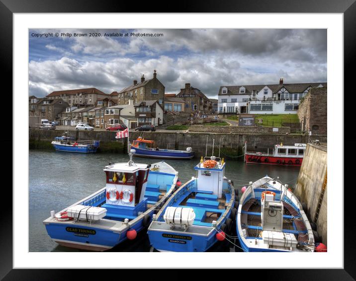 Seahouses Harbour and Boats, Northumberland Framed Mounted Print by Philip Brown