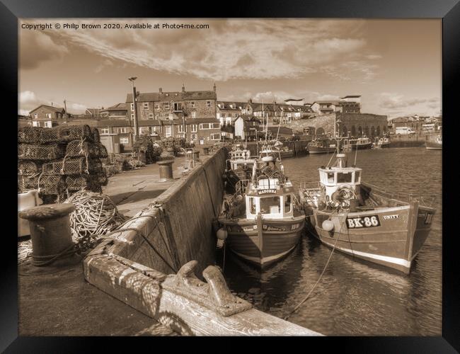 Fishing Boats at Seahouses Harbour Cropped Framed Print by Philip Brown