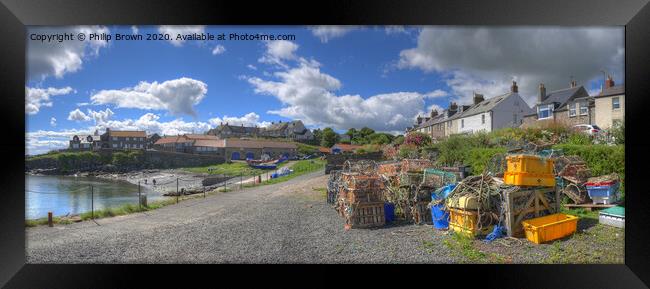 Craster Harbour in Northumberland. Panorama Framed Print by Philip Brown