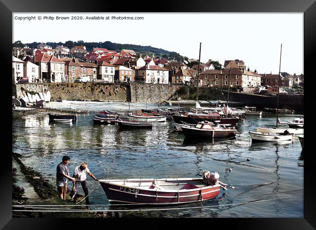 Mousehole in Cornwall 1980's Colorized  Framed Print by Philip Brown