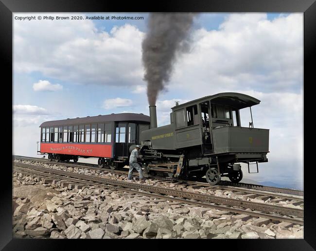 Manitou and Pike's Peak Railway, Cog wheel train Framed Print by Philip Brown