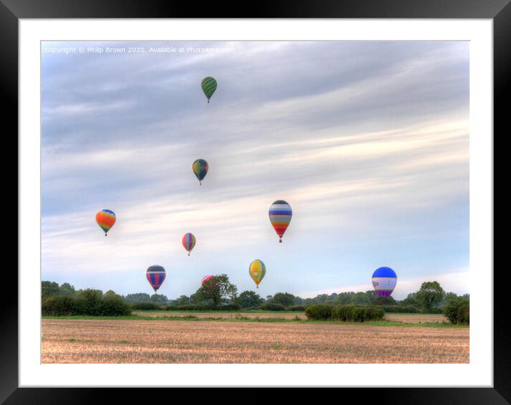 Hot Air Balloons Over Wiltshire Framed Mounted Print by Philip Brown