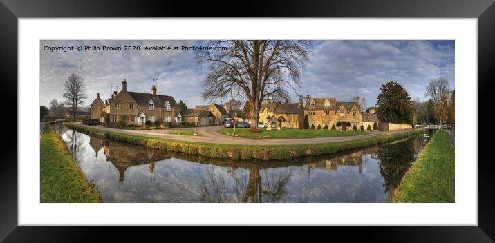 Lower Slauters, The Cotswolds, UK, Colour Panorama Framed Mounted Print by Philip Brown