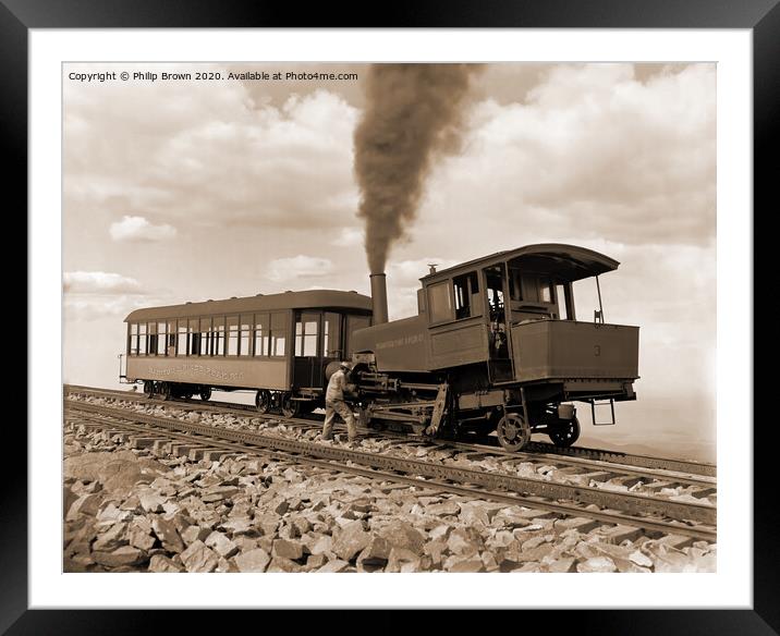 Manitou and Pike's Peak Railway, Cog wheel train Framed Mounted Print by Philip Brown