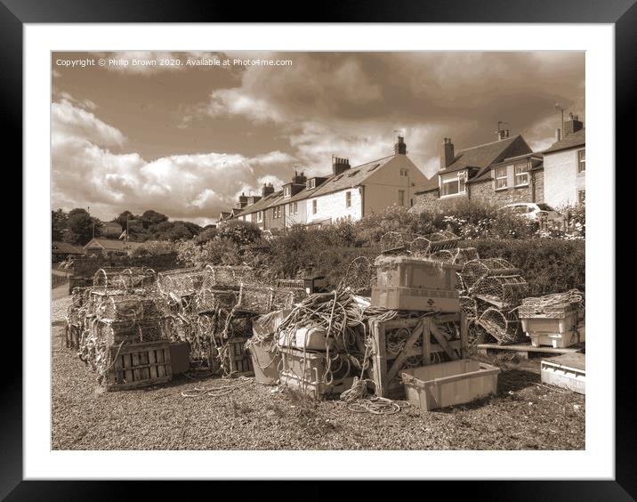 fisherman's Crab Pots at Craster, Northumberland Framed Mounted Print by Philip Brown