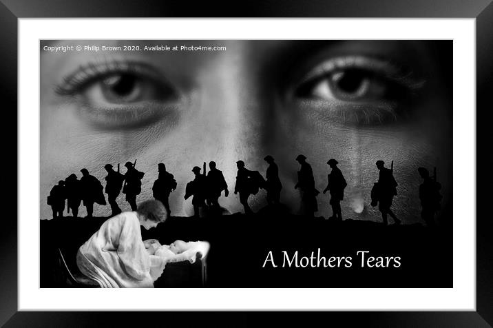 A Mothers Tears, Black and White Version Framed Mounted Print by Philip Brown