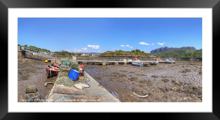 Plockton in low tide, Scotland, Panorama  Framed Mounted Print by Philip Brown