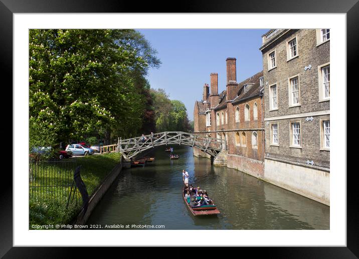 Punting in Cambridge,  Framed Mounted Print by Philip Brown