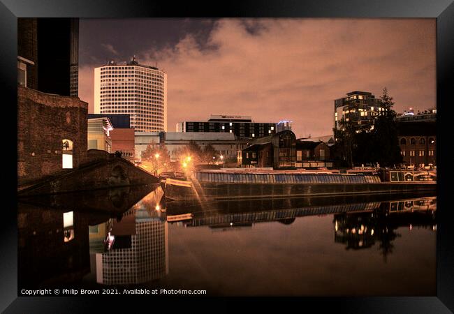 Birmingham Canals at Night 007 Framed Print by Philip Brown