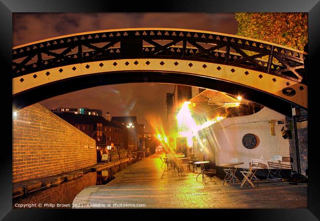 Birmingham Canals at Night 008 Framed Print by Philip Brown