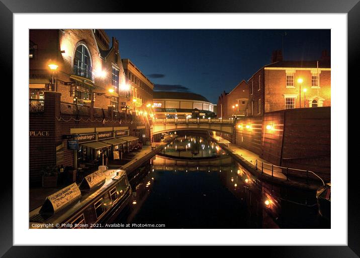 Birmingham Canals at Night 010 Framed Mounted Print by Philip Brown