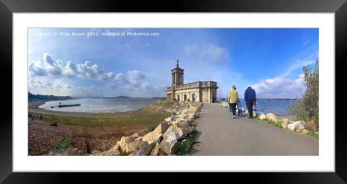 Rutland Water and Normanton Church, Panorama Framed Mounted Print by Philip Brown