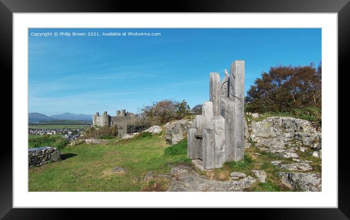 Harlech Castle in Wales Framed Mounted Print by Philip Brown