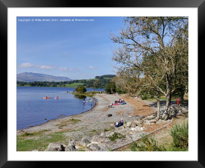 Bala lake Gravely Beach in Wales Framed Mounted Print by Philip Brown