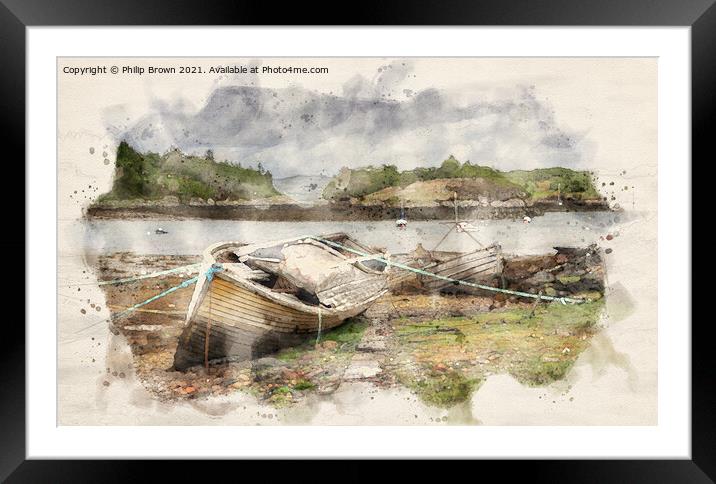 Old derelict boats at Badachro in Scotland Framed Mounted Print by Philip Brown