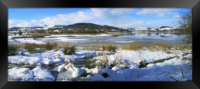 Snow on Lake Bala in Wales, UK - Panoramic Framed Print by Philip Brown