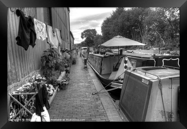 Wash day on the Stourport Canal, B&W version Framed Print by Philip Brown