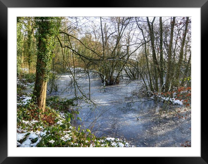 Woodland ice in Winters Snow No 1 Framed Mounted Print by Philip Brown