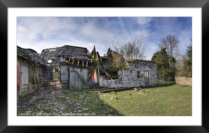 Beautiful Decay, Old Abandoned Farm, Panorama Framed Mounted Print by Philip Brown