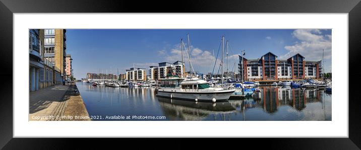 Portishead Marina - Panorama Framed Mounted Print by Philip Brown