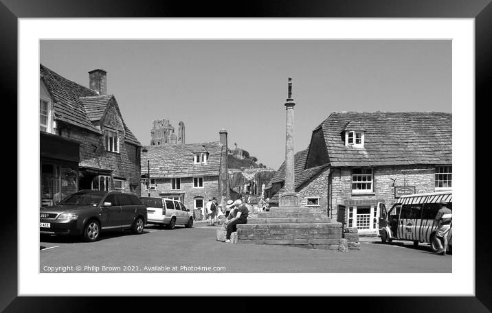 Corf Castle Village in Dorset, UK, Panorama Framed Mounted Print by Philip Brown