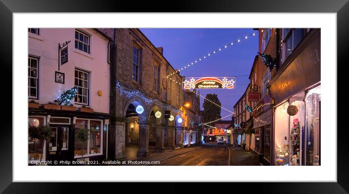 Much Wenlock Christmas lights, Panorama Framed Mounted Print by Philip Brown
