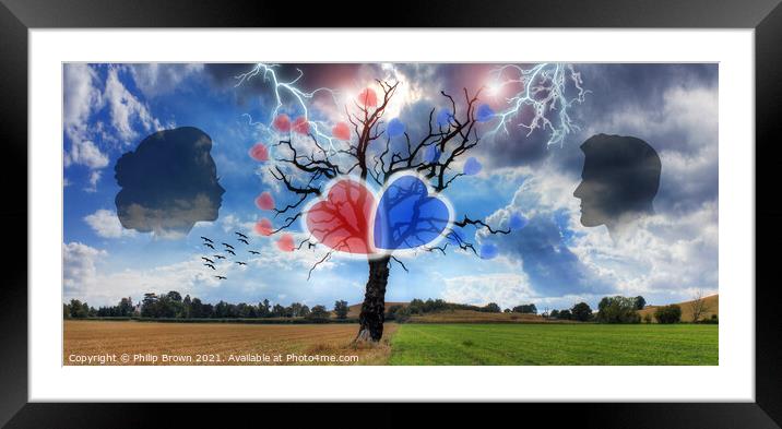 The Love Heart Tree - Panorama Framed Mounted Print by Philip Brown
