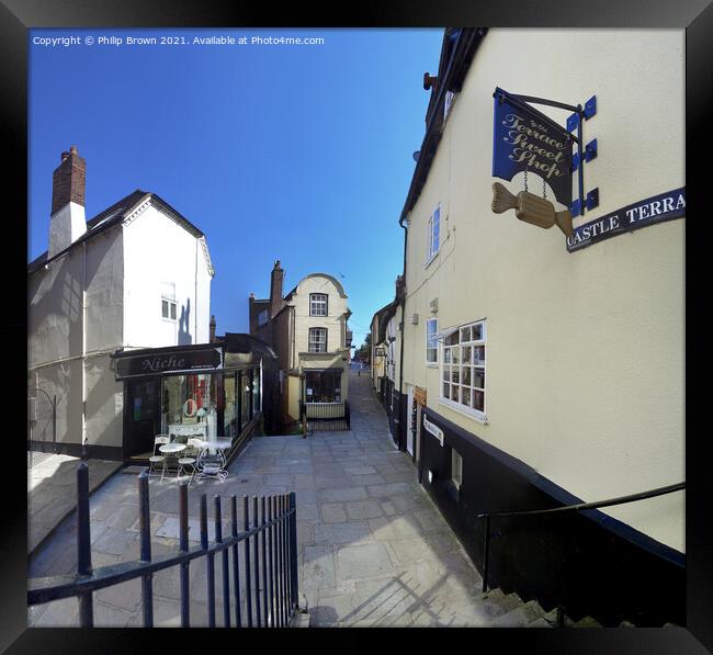 Castle Terrace in Bridgnorth, Shropshire Framed Print by Philip Brown