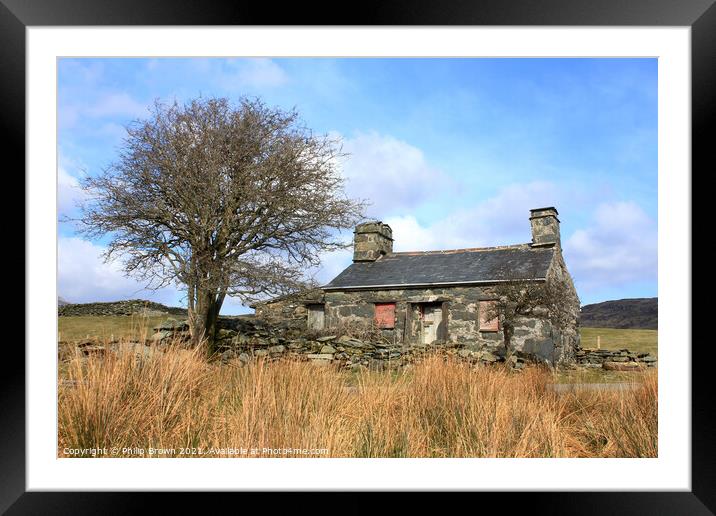 Derelict Cottage, Wales Framed Mounted Print by Philip Brown