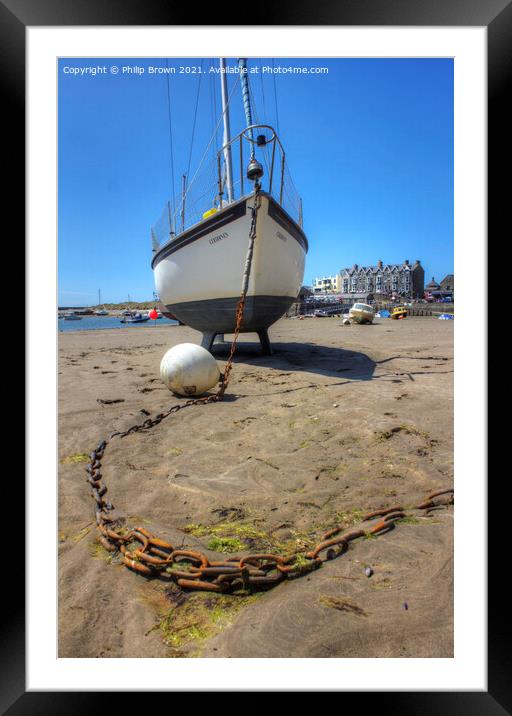 Boat on sandy beach at Barmouth Framed Mounted Print by Philip Brown