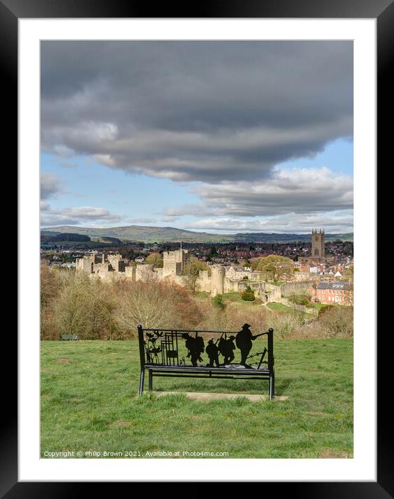 Overlooking The Town of Ludlow in Shropshire - Portrait Framed Mounted Print by Philip Brown