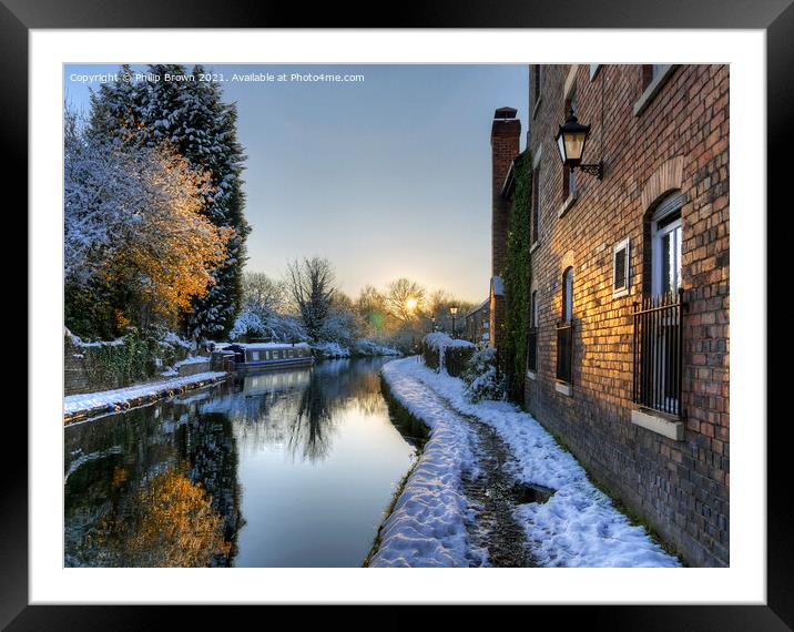 Canal in Winters Snow, Wolverhampton Framed Mounted Print by Philip Brown