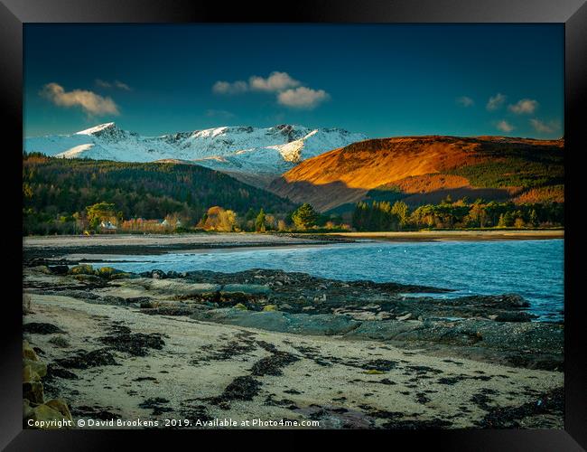 Evening sun on Glen Rosa Framed Print by David Brookens