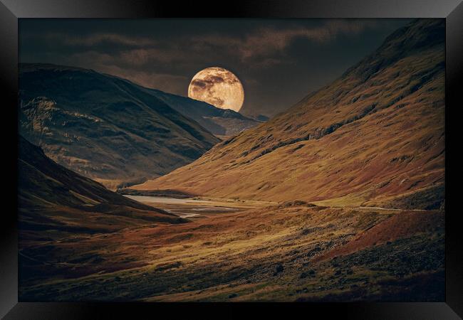 Moon and Glencoe Framed Print by Duncan Loraine