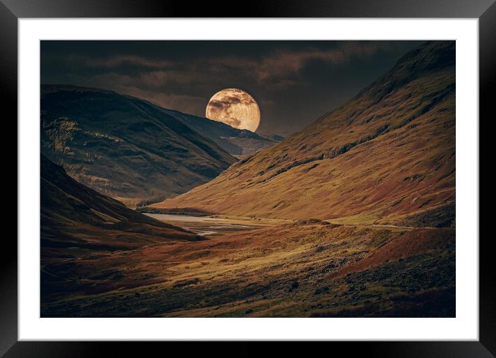 Moon and Glencoe Framed Mounted Print by Duncan Loraine