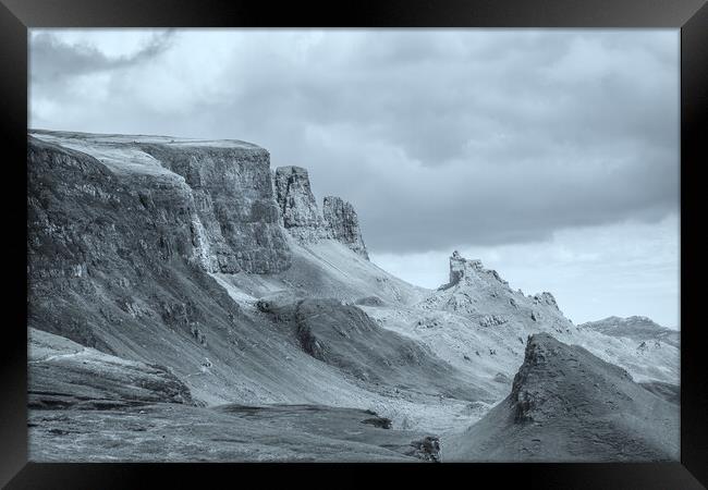 Quiraing Monochrome Framed Print by Duncan Loraine