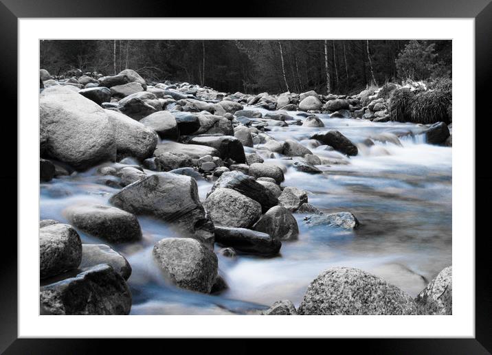 Moving Water with a Hint of Blue Framed Mounted Print by Duncan Loraine