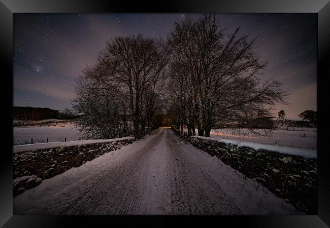 Outdoor road and Stars Framed Print by Duncan Loraine