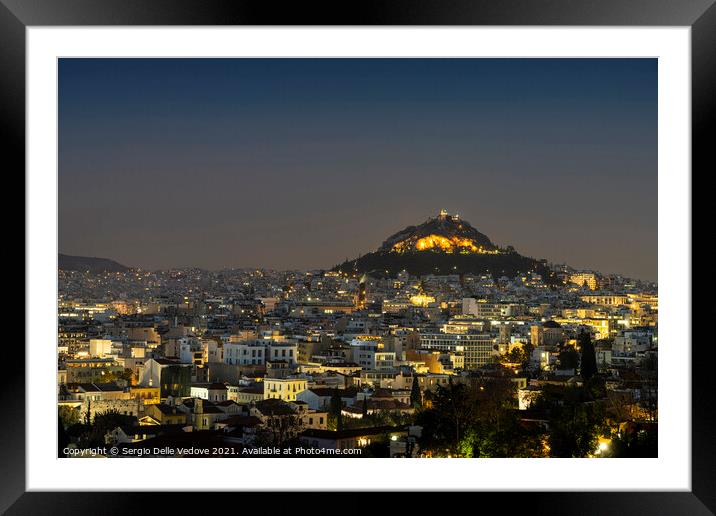 Lycabettus Hill in Arthens, Greece Framed Mounted Print by Sergio Delle Vedove