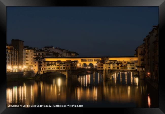 Ponte Vecchio bridge at sunset in Florence, Italy Framed Print by Sergio Delle Vedove